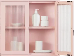 Armoire murale en acier blush et verre cannelé 60x18x57cm The Kit - Mustard Made