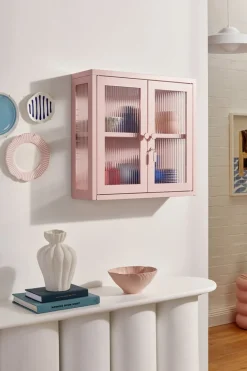 Armoire murale en acier blush et verre cannelé 60x18x57cm The Kit - Mustard Made