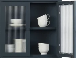 Armoire murale en acier gris ardoise et verre cannelé 60x18x57cm The Kit - Mustard Made