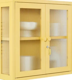 Armoire murale en acier jaune beurre et verre cannelé 60x18x57cm The Kit - Mustard Made