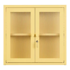 Armoire murale en acier jaune beurre et verre cannelé 60x18x57cm The Kit - Mustard Made