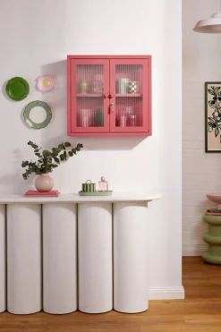 Armoire murale en acier rose baie et verre cannelé 60x18x57cm The Kit - Mustard Made