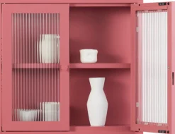 Armoire murale en acier rose baie et verre cannelé 60x18x57cm The Kit - Mustard Made