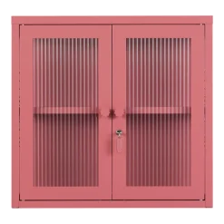Armoire murale en acier rose baie et verre cannelé 60x18x57cm The Kit - Mustard Made
