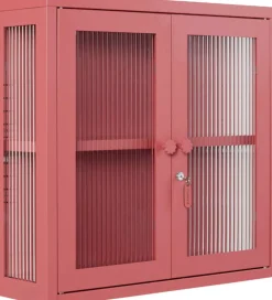 Armoire murale en acier rose baie et verre cannelé 60x18x57cm The Kit - Mustard Made