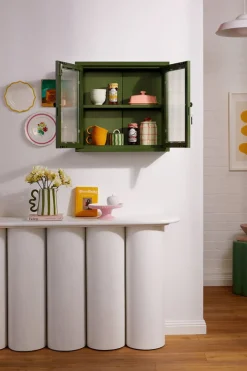 Armoire murale en acier vert olive et verre cannelé 60x18x57cm The Kit - Mustard Made