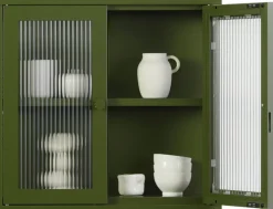 Armoire murale en acier vert olive et verre cannelé 60x18x57cm The Kit - Mustard Made