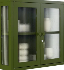 Armoire murale en acier vert olive et verre cannelé 60x18x57cm The Kit - Mustard Made