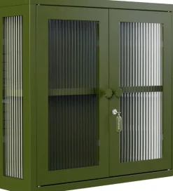 Armoire murale en acier vert olive et verre cannelé 60x18x57cm The Kit - Mustard Made
