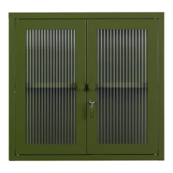Armoire murale en acier vert olive et verre cannelé 60x18x57cm The Kit - Mustard Made