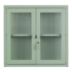 Armoire murale en acier vert sauge et verre cannelé 60x18x57cm The Kit - Mustard Made