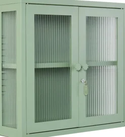 Armoire murale en acier vert sauge et verre cannelé 60x18x57cm The Kit - Mustard Made