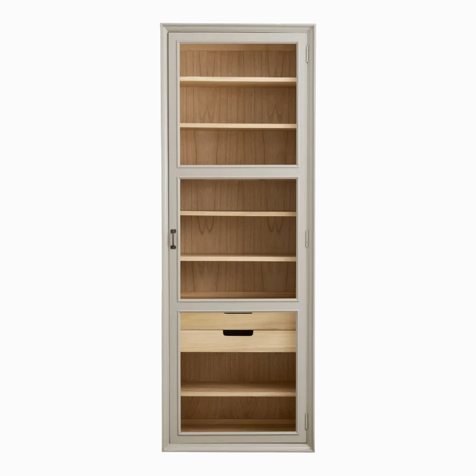 Armoire vitrine en bois gris 76x44x210cm Viva - Nordal