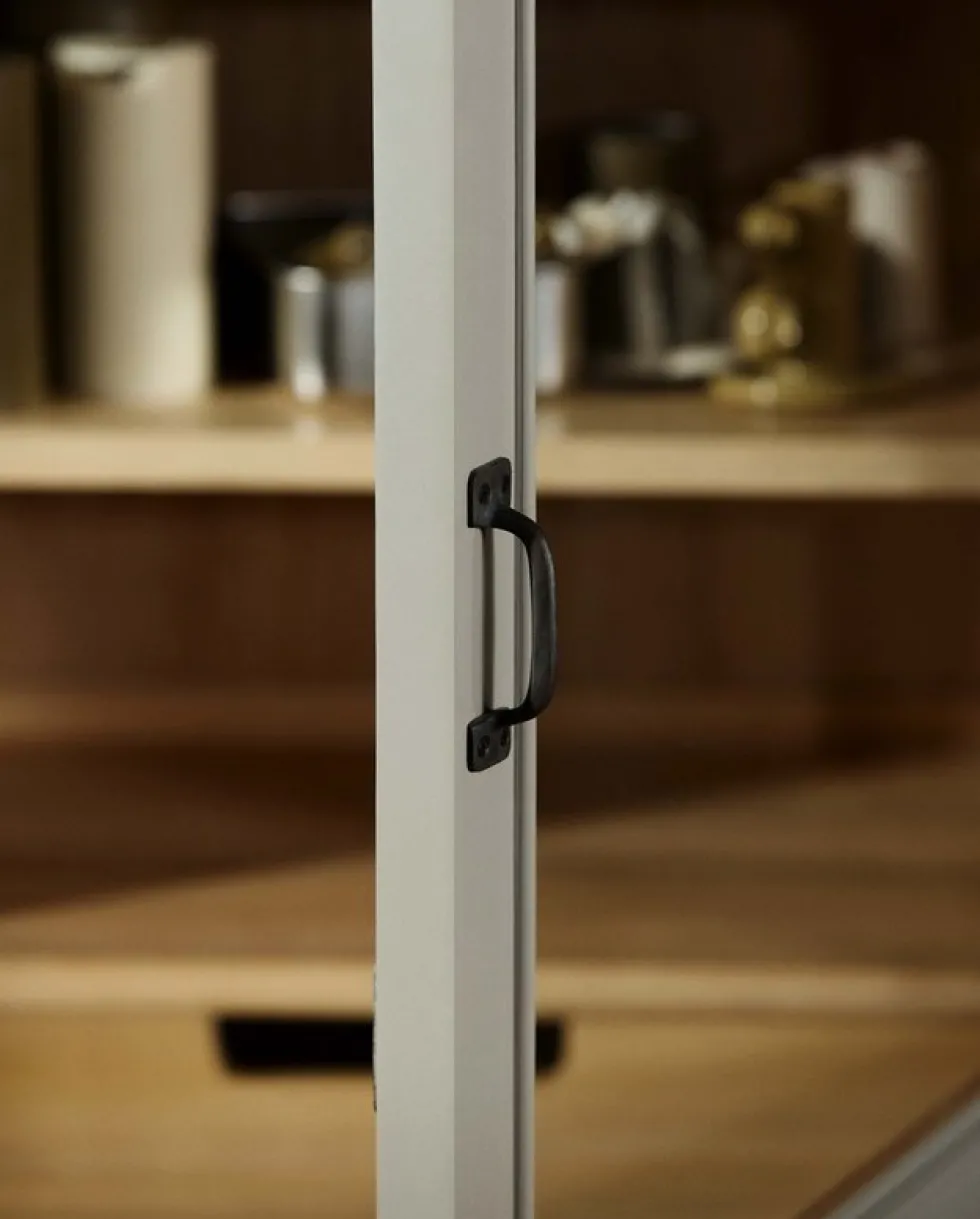 Armoire vitrine en bois gris 76x44x210cm Viva - Nordal