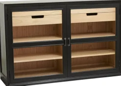 Armoire vitrine en bois noir 148x44x96,5cm Viva - Nordal