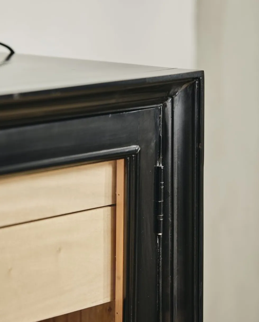Armoire vitrine en bois noir 148x44x96,5cm Viva - Nordal
