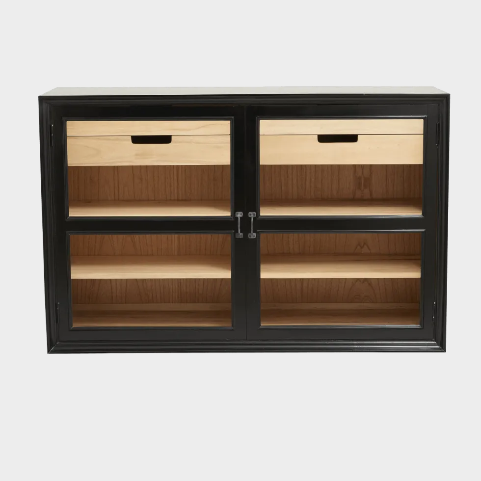 Armoire vitrine en bois noir 148x44x96,5cm Viva - Nordal