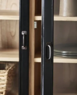 Armoire vitrine en bois noir 149x44x210cm Viva - Nordal