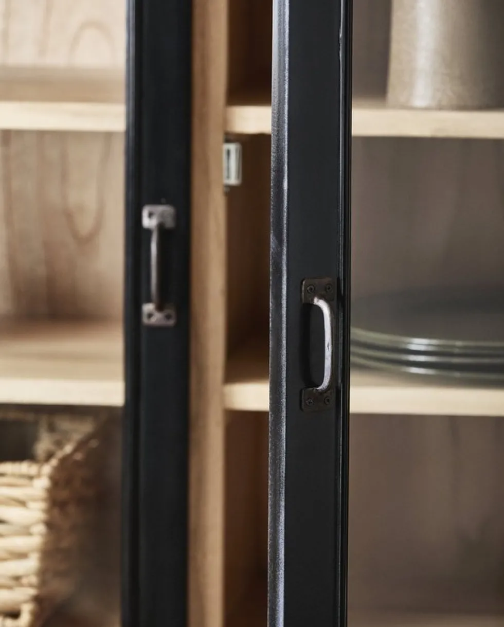 Armoire vitrine en bois noir 149x44x210cm Viva - Nordal