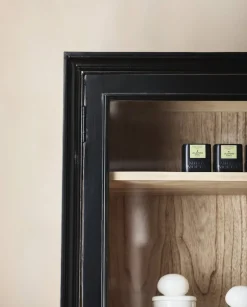 Armoire vitrine en bois noir 149x44x210cm Viva - Nordal
