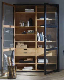 Armoire vitrine en bois noir 149x44x210cm Viva - Nordal