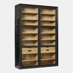 Armoire vitrine en bois noir 149x44x210cm Viva - Nordal
