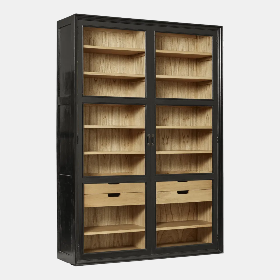 Armoire vitrine en bois noir 149x44x210cm Viva - Nordal