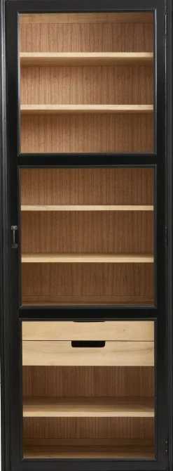 Armoire vitrine en bois noir 76x44x210cm Viva - Nordal