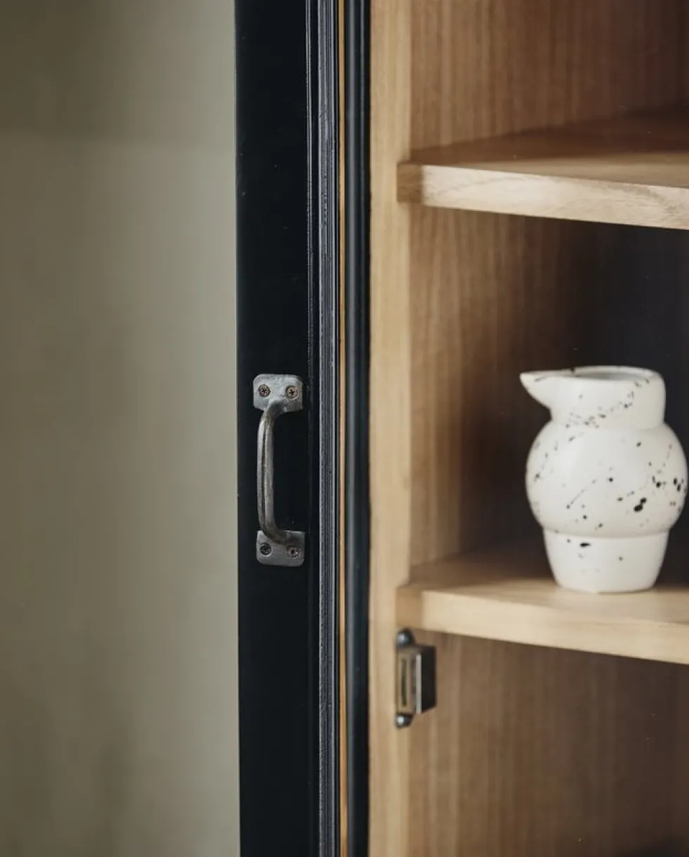 Armoire vitrine en bois noir 76x44x210cm Viva - Nordal