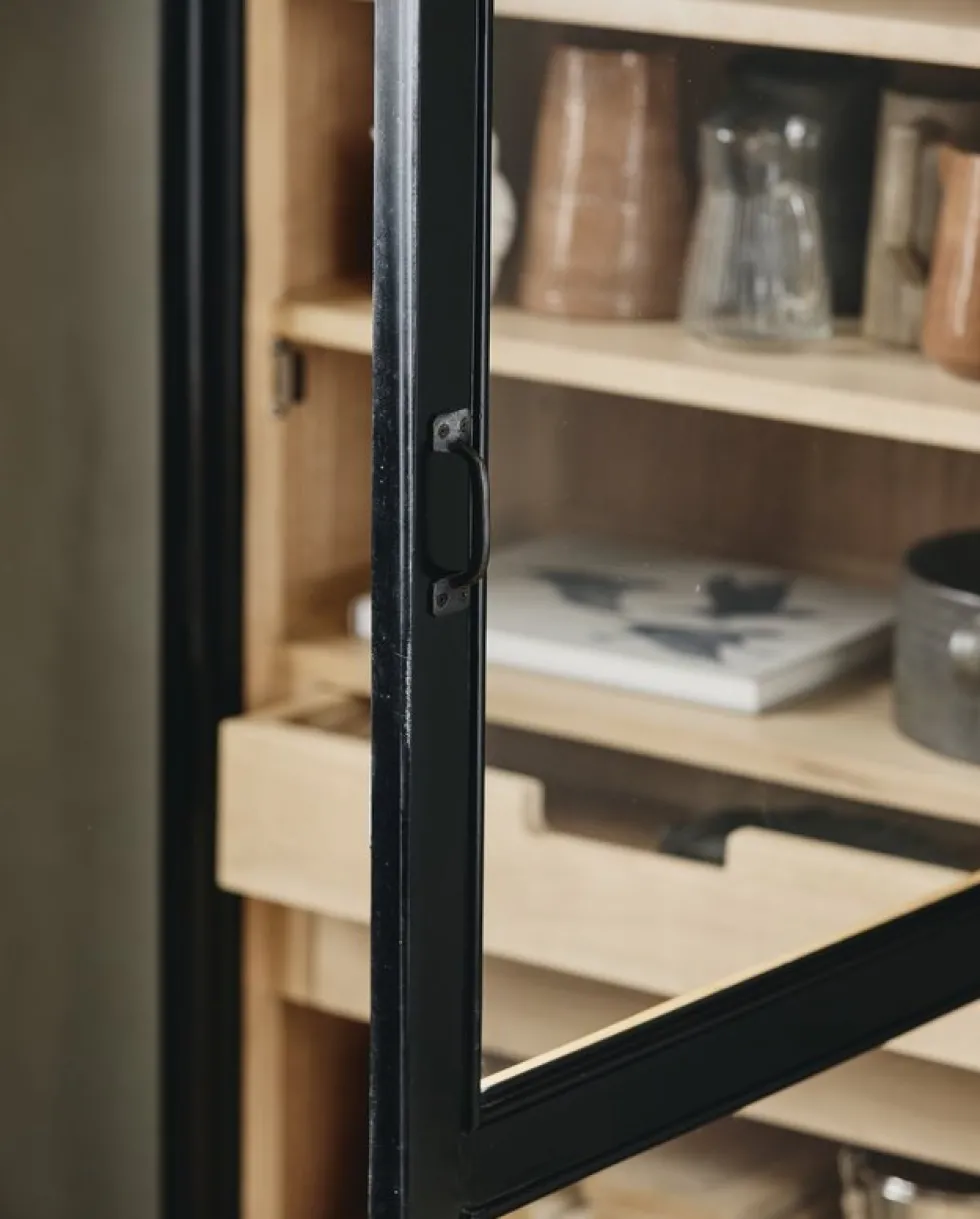 Armoire vitrine en bois noir 76x44x210cm Viva - Nordal