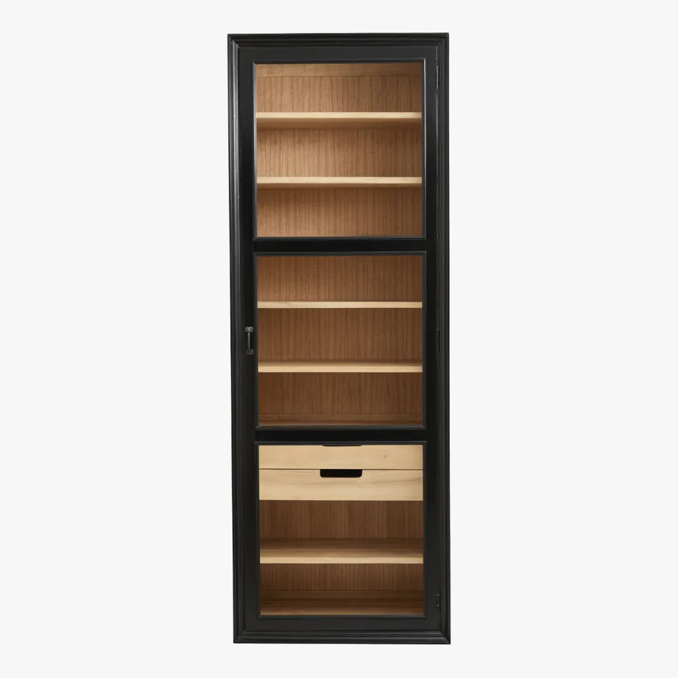 Armoire vitrine en bois noir 76x44x210cm Viva - Nordal