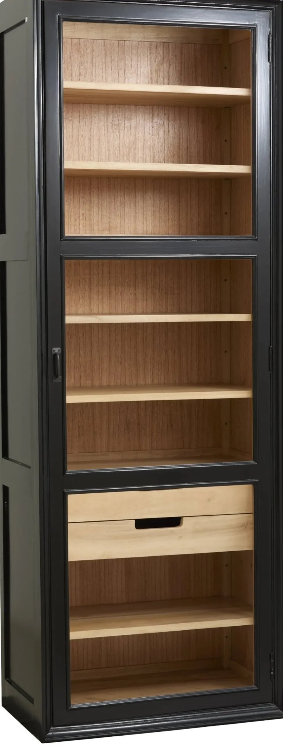 Armoire vitrine en bois noir 76x44x210cm Viva - Nordal