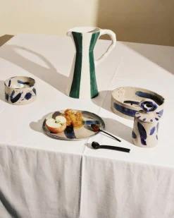 Assiette creuse ovale en grès bleu beige 21x17x6cm Sophia - Serax
