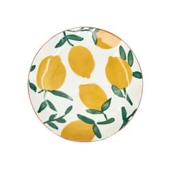 Assiette à dessert en porcelaine blanche et jaune citron 20,3cm - Pomax