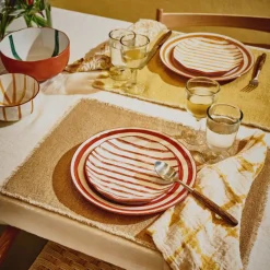 Assiette à dessert en porcelaine blanche et rouge 20cm - Pomax