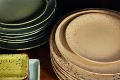 2 assiettes à dessert ronde en céramique 17,5x2cm 70'S- HKliving