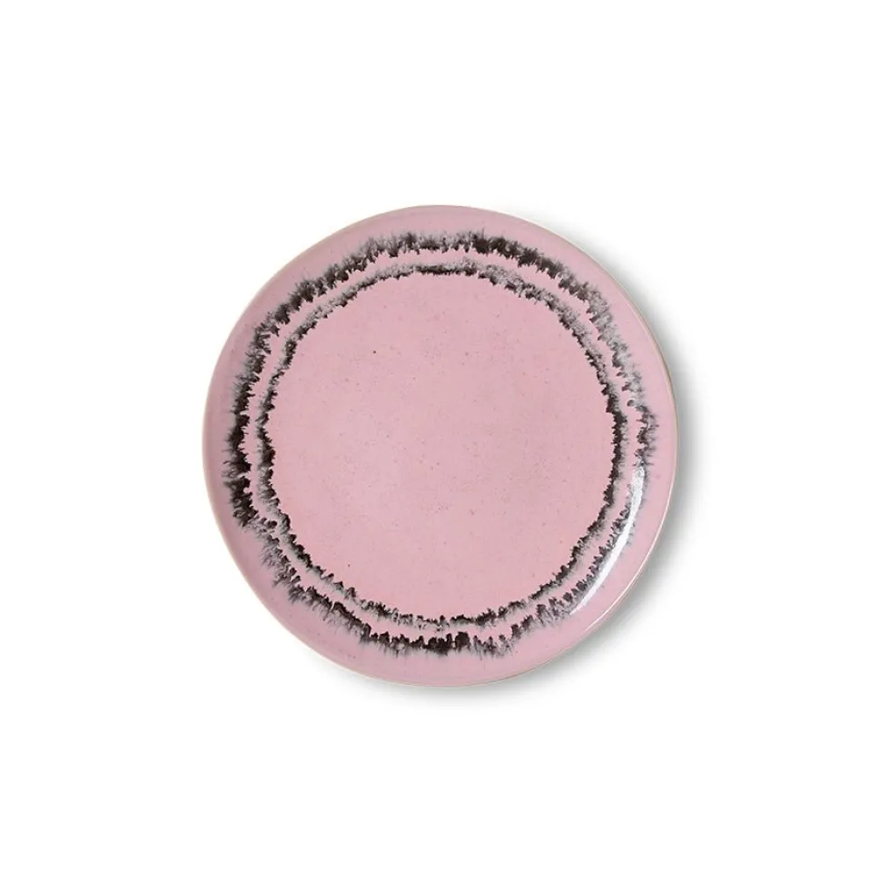 2 Assiettes à dessert rondes en grès rose 17,5cm Vaisselle 70s - HKLiving