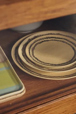 2 Assiettes à diner rondes en grès jaune 27,5cm Vaisselle 70s - HKLiving