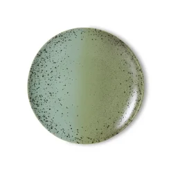 2 Assiettes à diner rondes en grès vert 27,5cm Vaisselle 70s - HKLiving