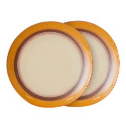 2 Assiettes à dîner en grès 29cm Coconut - HKLIVING