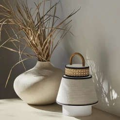 Baladeuse extérieure beige en bambou et en cannage 32,5 x 21,5 cm Singapour - Market set