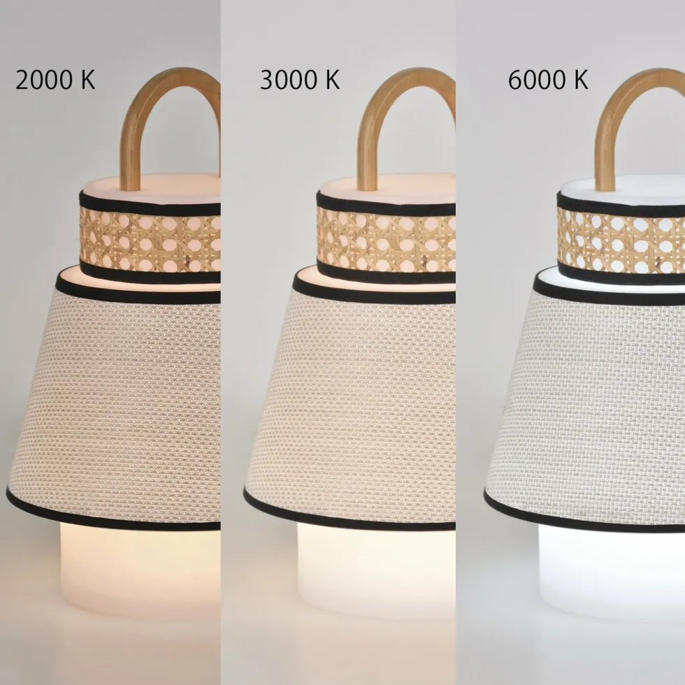 Baladeuse extérieure beige en bambou et en cannage 32,5 x 21,5 cm Singapour - Market set