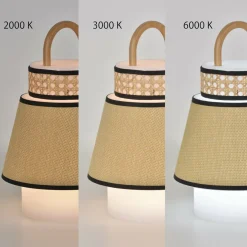 Baladeuse extérieure jaune en bambou et en cannage 32,5 x 21,5 cm Singapour - Market set