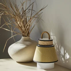 Baladeuse extérieure jaune en bambou et en cannage 32,5 x 21,5 cm Singapour - Market set