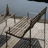 Banc avec accoudoirs en frêne huilé et aluminium 114x52x80cm Traverse - Hay