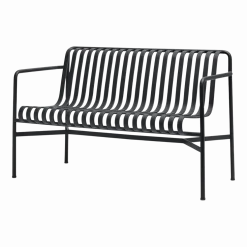 Banc de jardin avec accoudoirs en métal anthracite Palissade - HAY