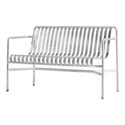 Banc de jardin avec accoudoirs en métal gris galvanisé Palissade - HAY