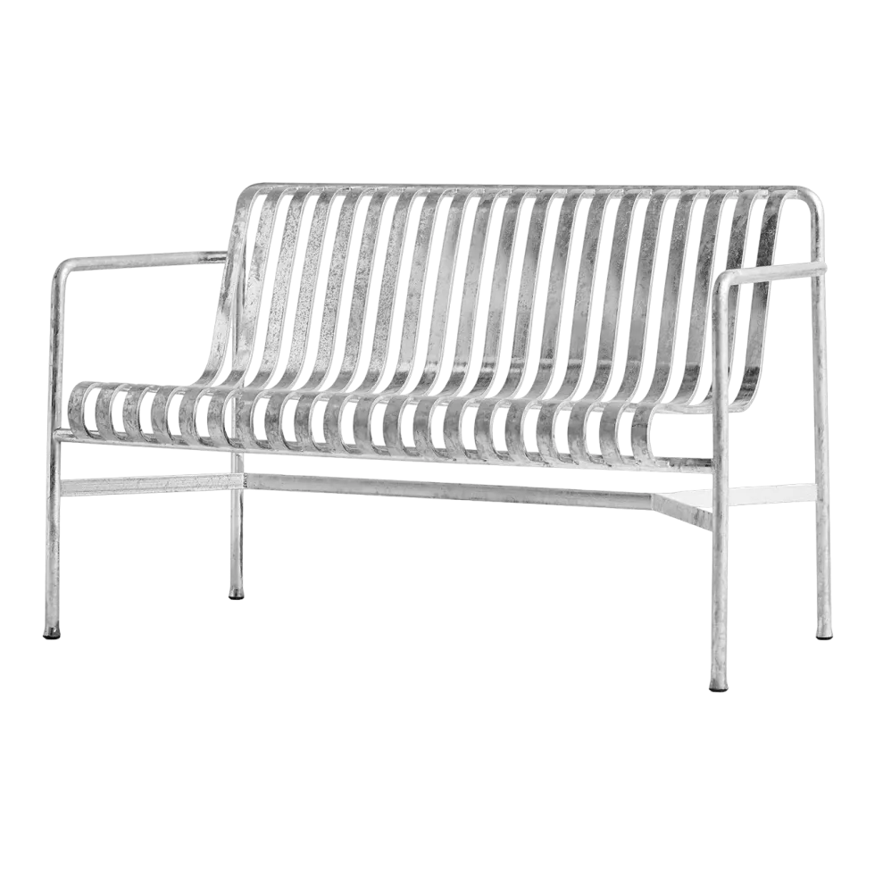 Banc de jardin avec accoudoirs en métal gris galvanisé Palissade - HAY