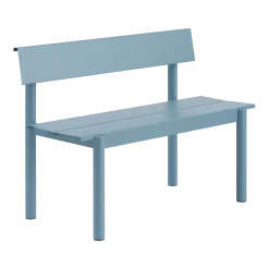 Banc de jardin avec dossier en acier bleu clair 110x34cm Linear - Muuto