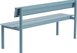 Banc de jardin avec dossier en acier bleu clair 170x34cm Linear - Muuto